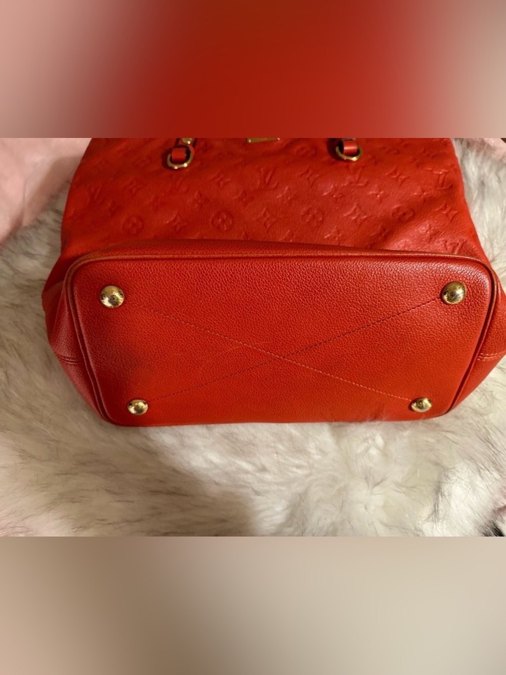 ❤️Authentic LOUIS VUITTON AH1142 Citadine PM Monogram Empreinte Tote Bag Red - Picture 12 of 16
